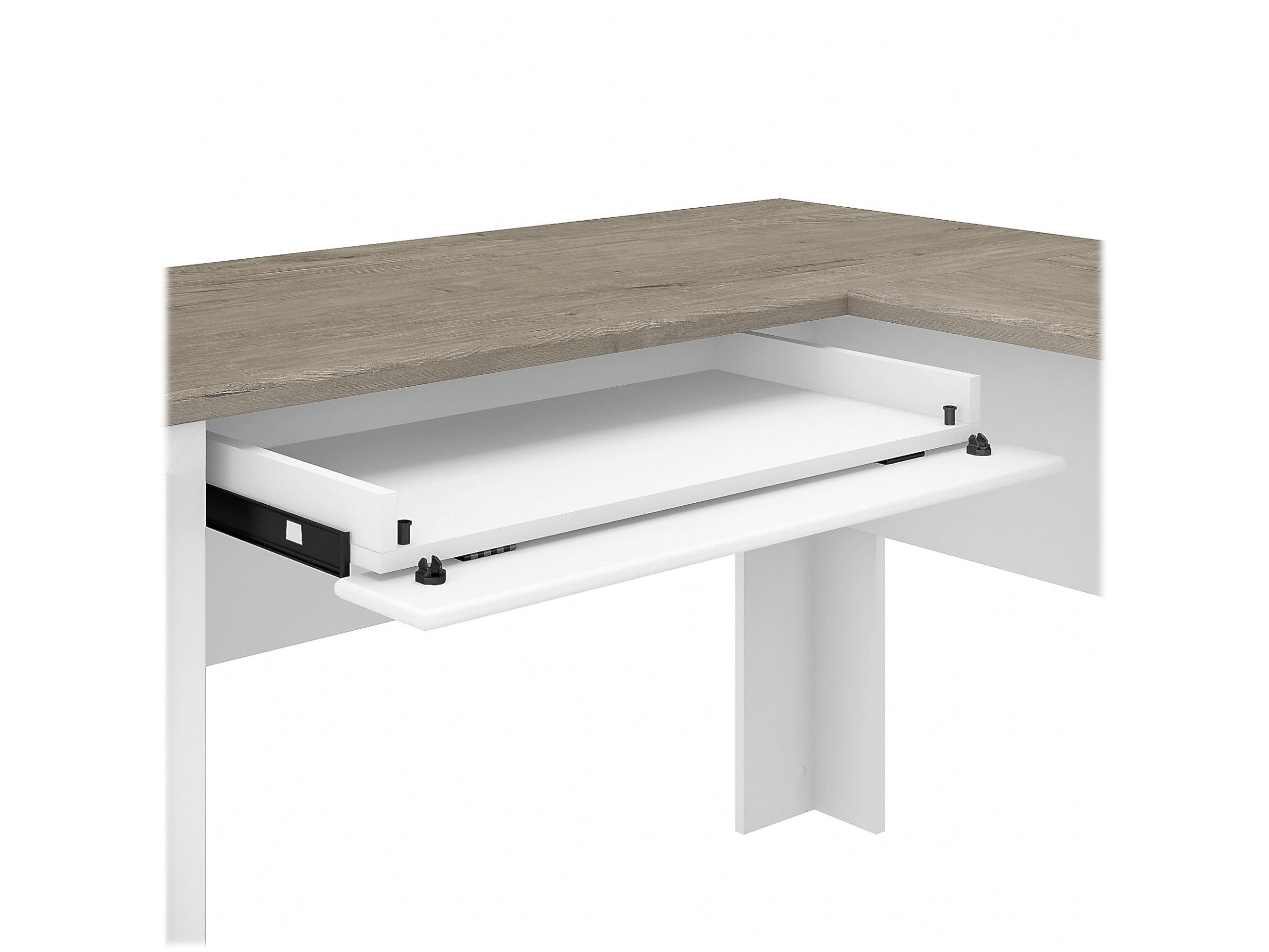 60” L-Shaped Desk with Lateral File Cabinet & 5-Shelf Bookcase
