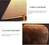 Rustic Farmhouse Clay Pot Table Lamps 19.6" Tall Ceramic Table Lamp, American Southwestern Textured Ceramic Lamp Body with White Textured Shade Bedside Table Lamp for Living Room Bedroom Office