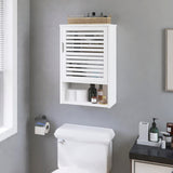 Bathroom Wall Cabinet, White Medicine Cabinet, Bamboo Hanging Storage Cupboard