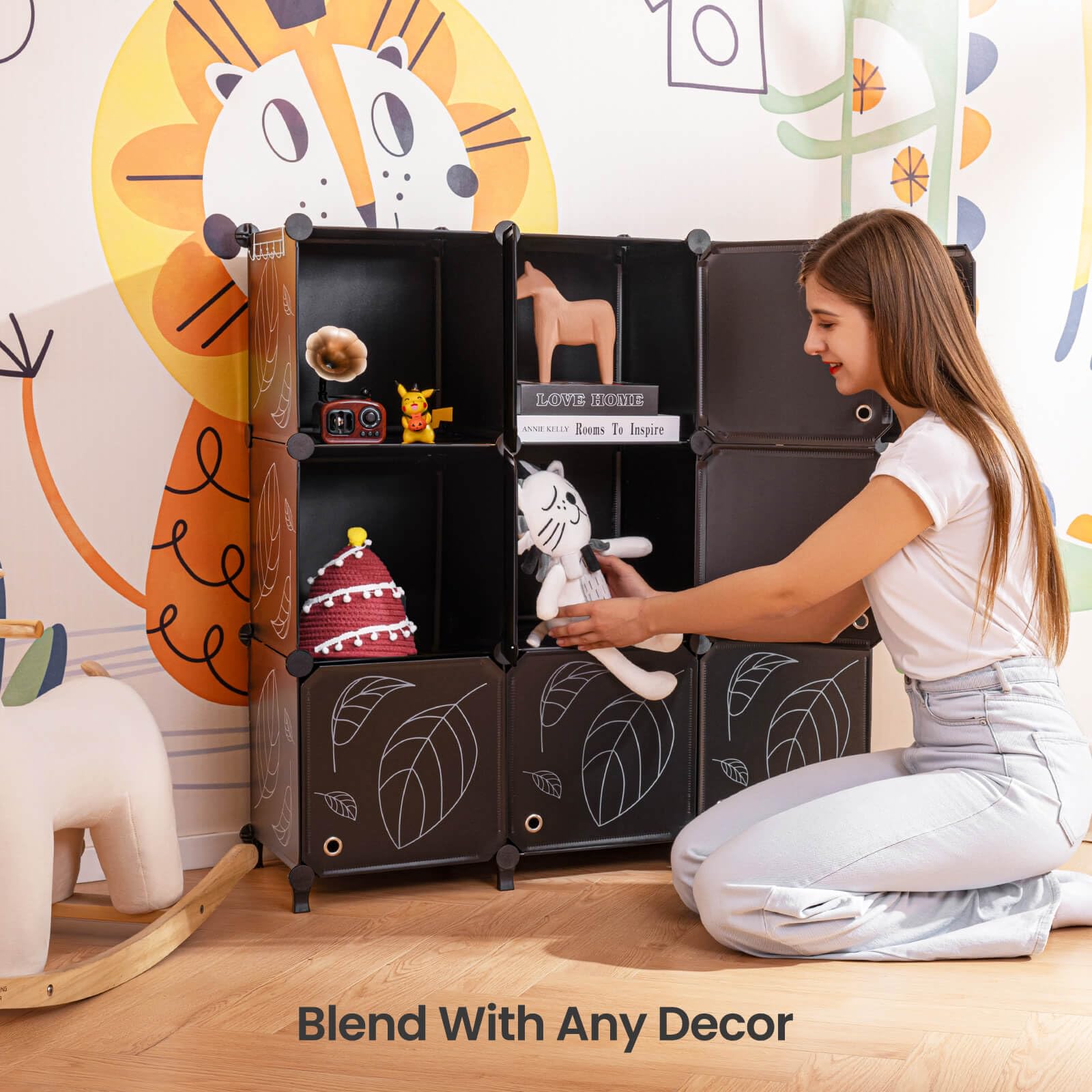 Closet Organizer, 9 Cube Storage Organizer with Doors, Portable Closet Storage Shelves,