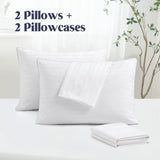 Goose Feather Down Bed Pillows for Sleeping with 2 Outer Protectors