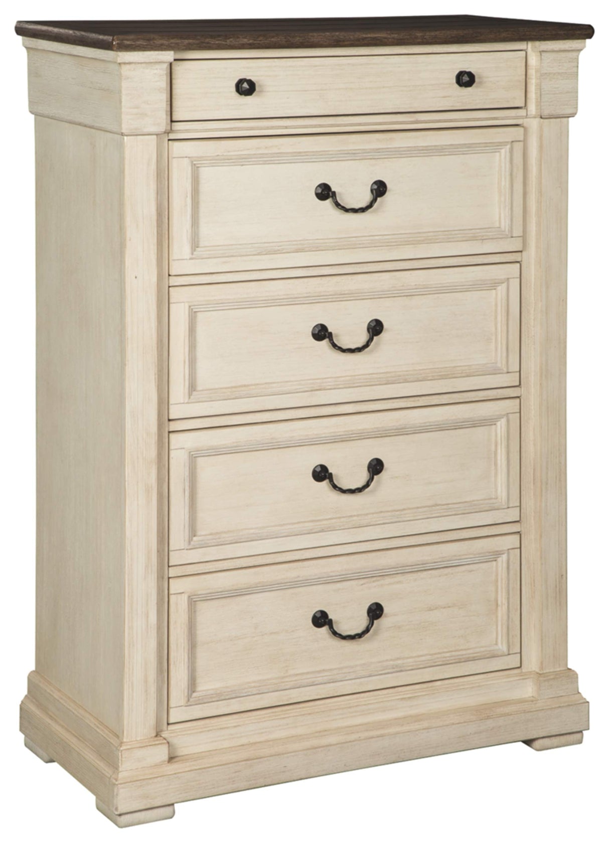 Bolanburg Farmhouse 5 Drawer Chest with Dovetail Construction, Antique White,