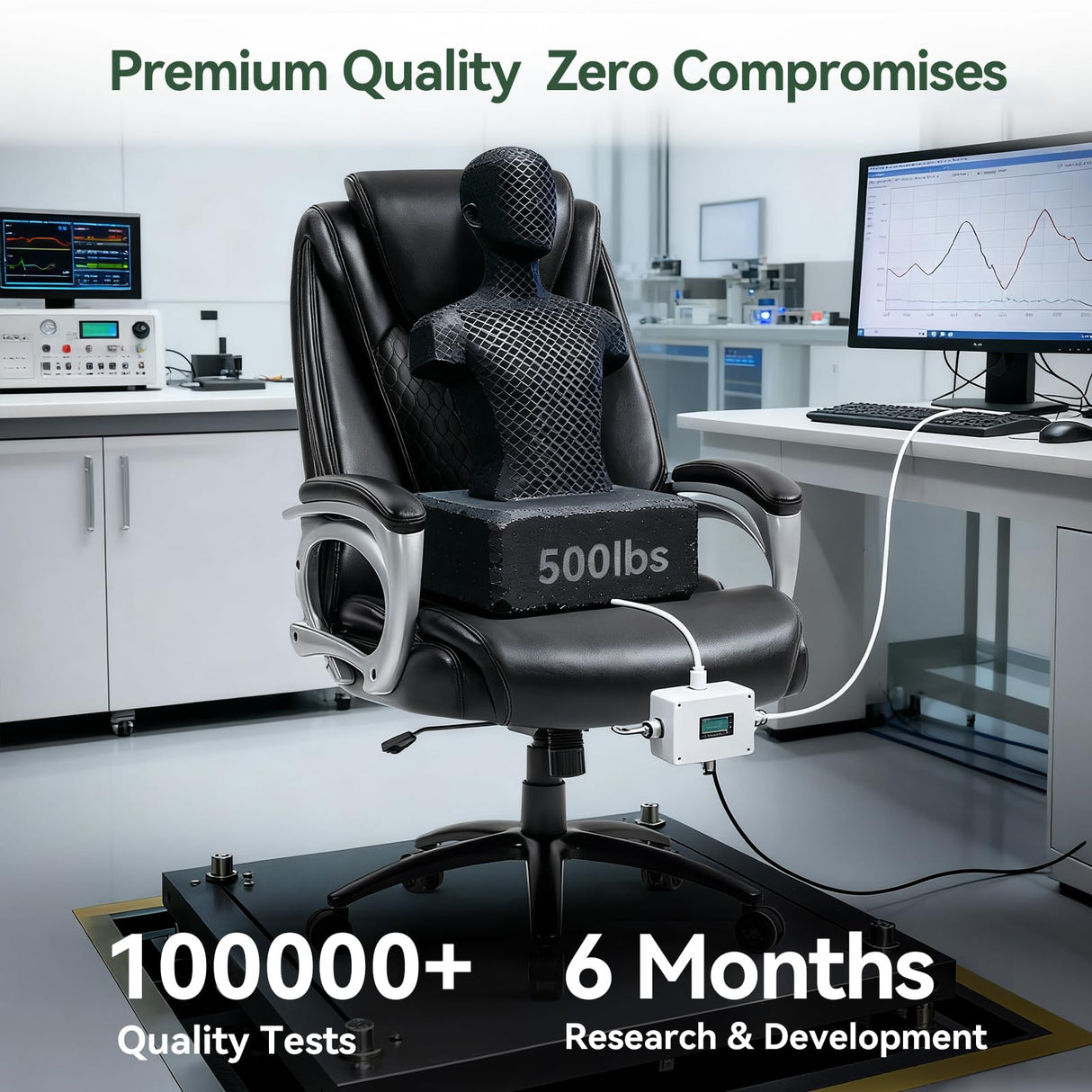 Big and Tall Office Chair 500lbs - Heavy Duty High Back Leather Desk Chair