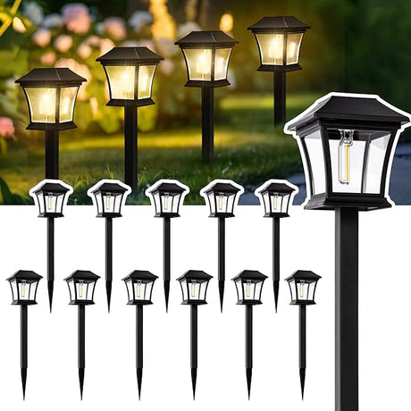 Solar Lights Outdoor Pathway 8 Pack, Yard Lights Outdoor Solar Powered Solar Landscape