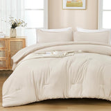 Queen Comforter Set - 7 Pieces Bed in a Bag Queen Bedding Comforter Sets Oatmeal,