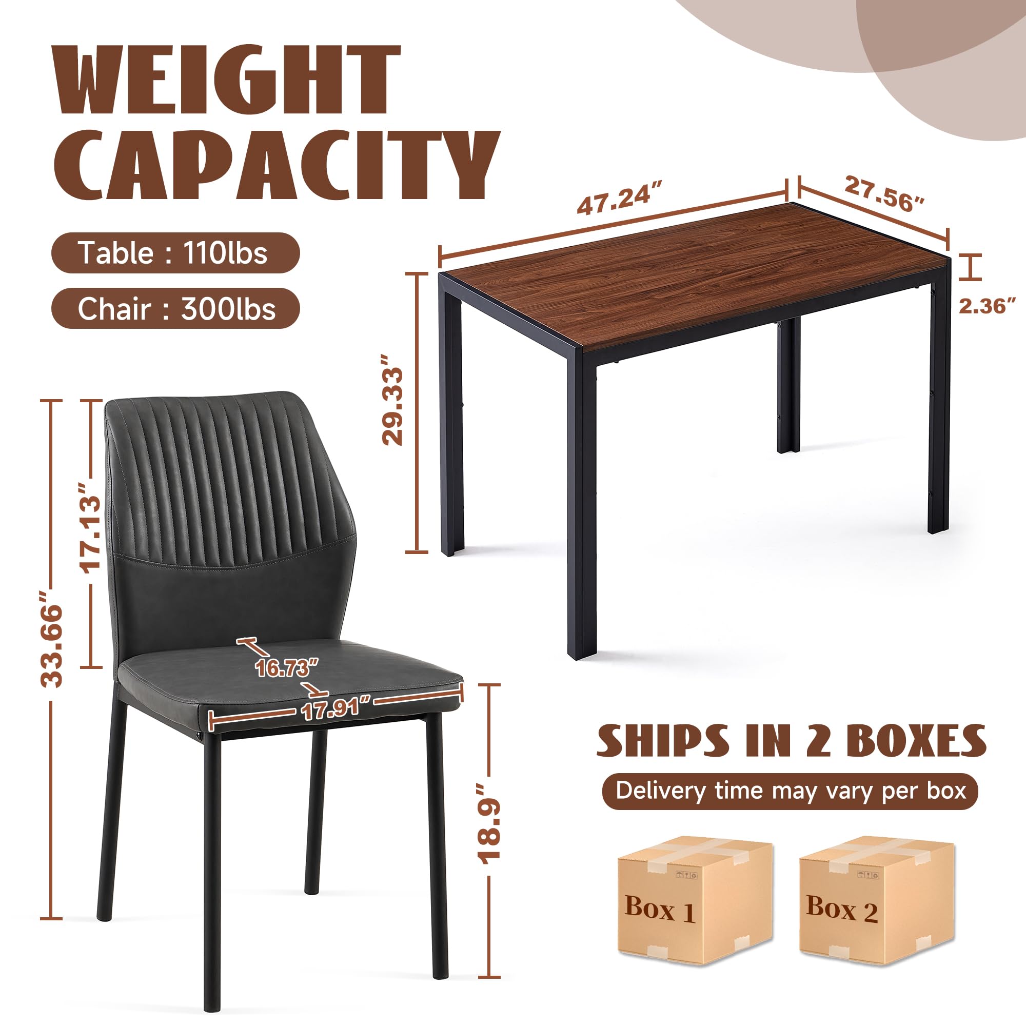 5-Piece Mid-Century Modern Dining Table Set for 4