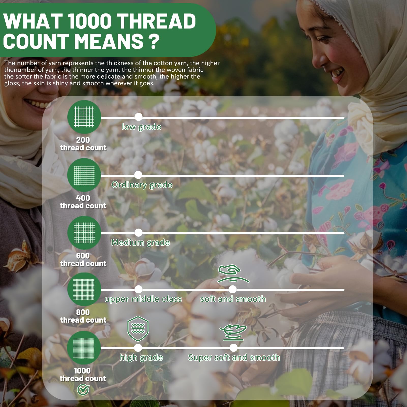 1000 Thread Count Egyptian Cotton Sheets Queen Size Set 100% Cotton