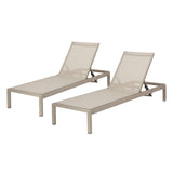 Outdoor Aluminum Chaise Lounge, Set of 2, Grey