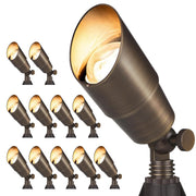 Solid Brass Outdoor Landscape Spotlights, 12V LED Low Voltage Landscape