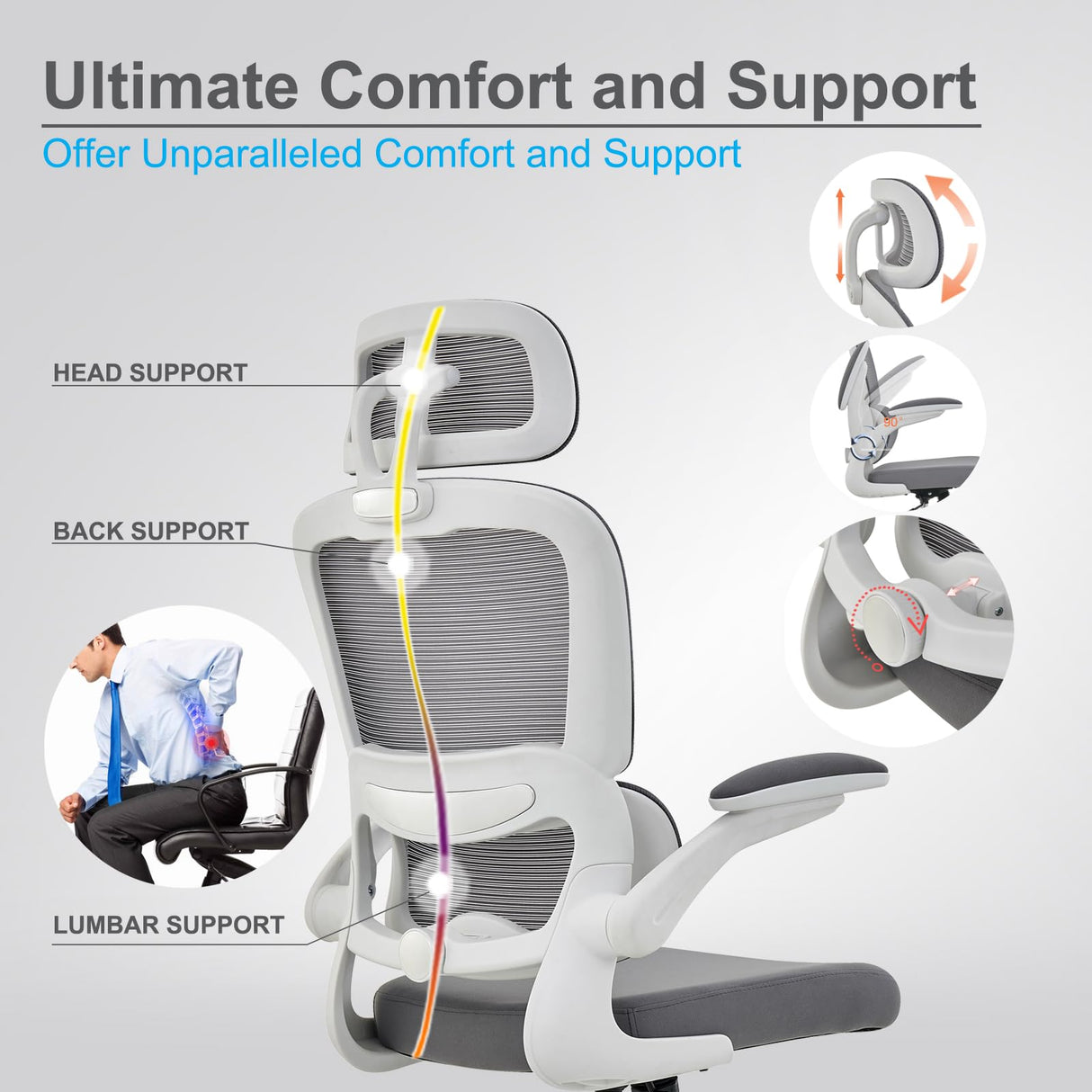 Office Chair Ergonomic Desk Chair, 330 LBS Home Mesh Office Desk Chairs