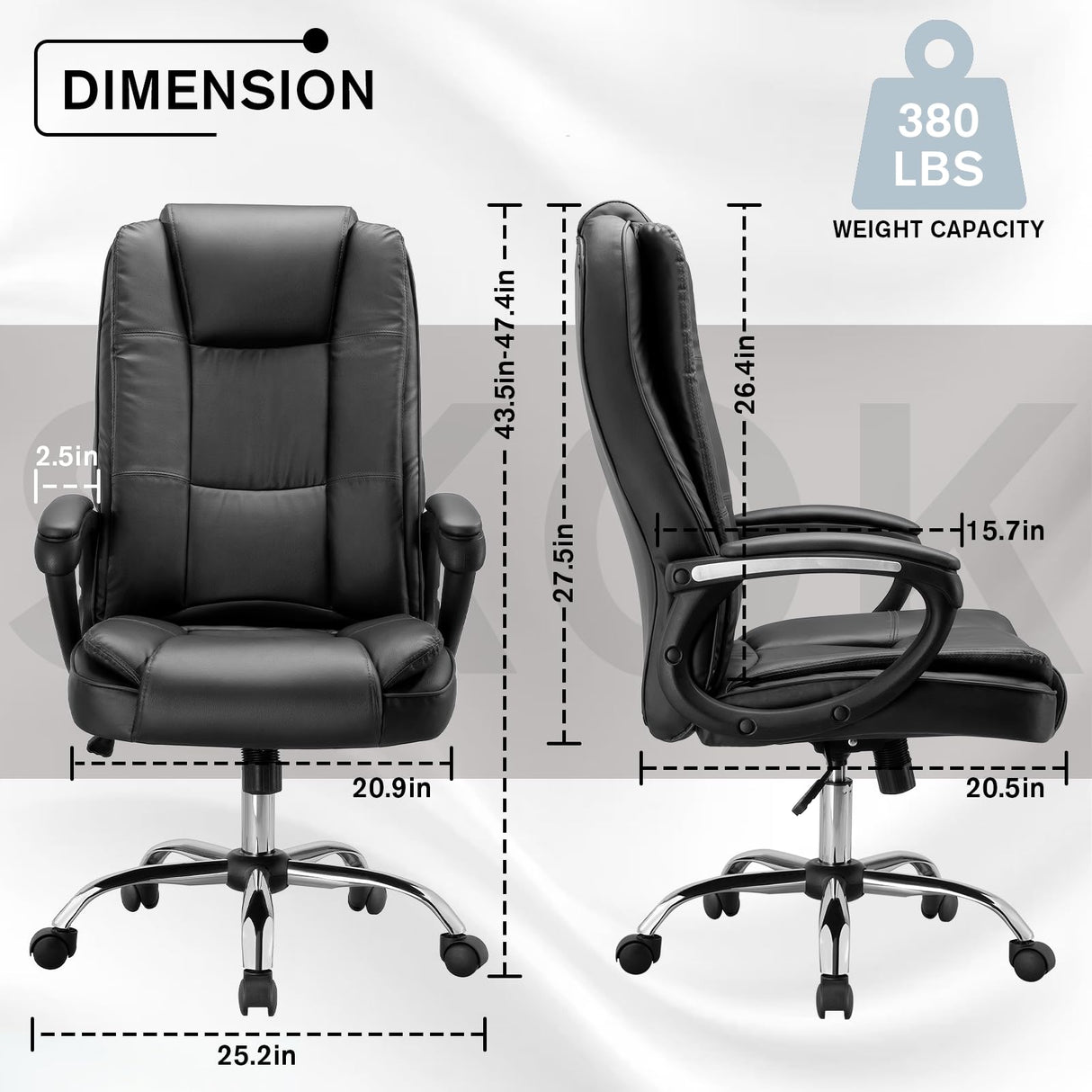 Office Chair, Executive Office Chair Height Adjustable PU Leather Ergonomic Chair