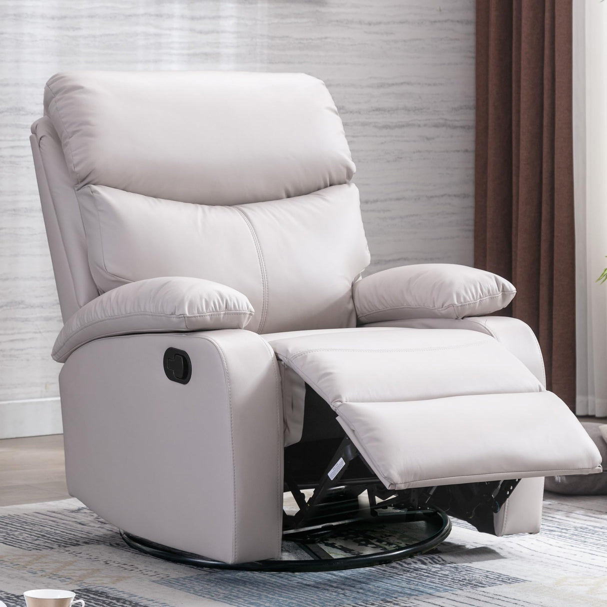 Swivel Rocker Recliner Chair for Adults, Rocking Recliner Chair, Rocker Recliners for Small Spaces, Manual Recliner Lazyboy Single Sofa for Living Room, Nursery, RV, Beige