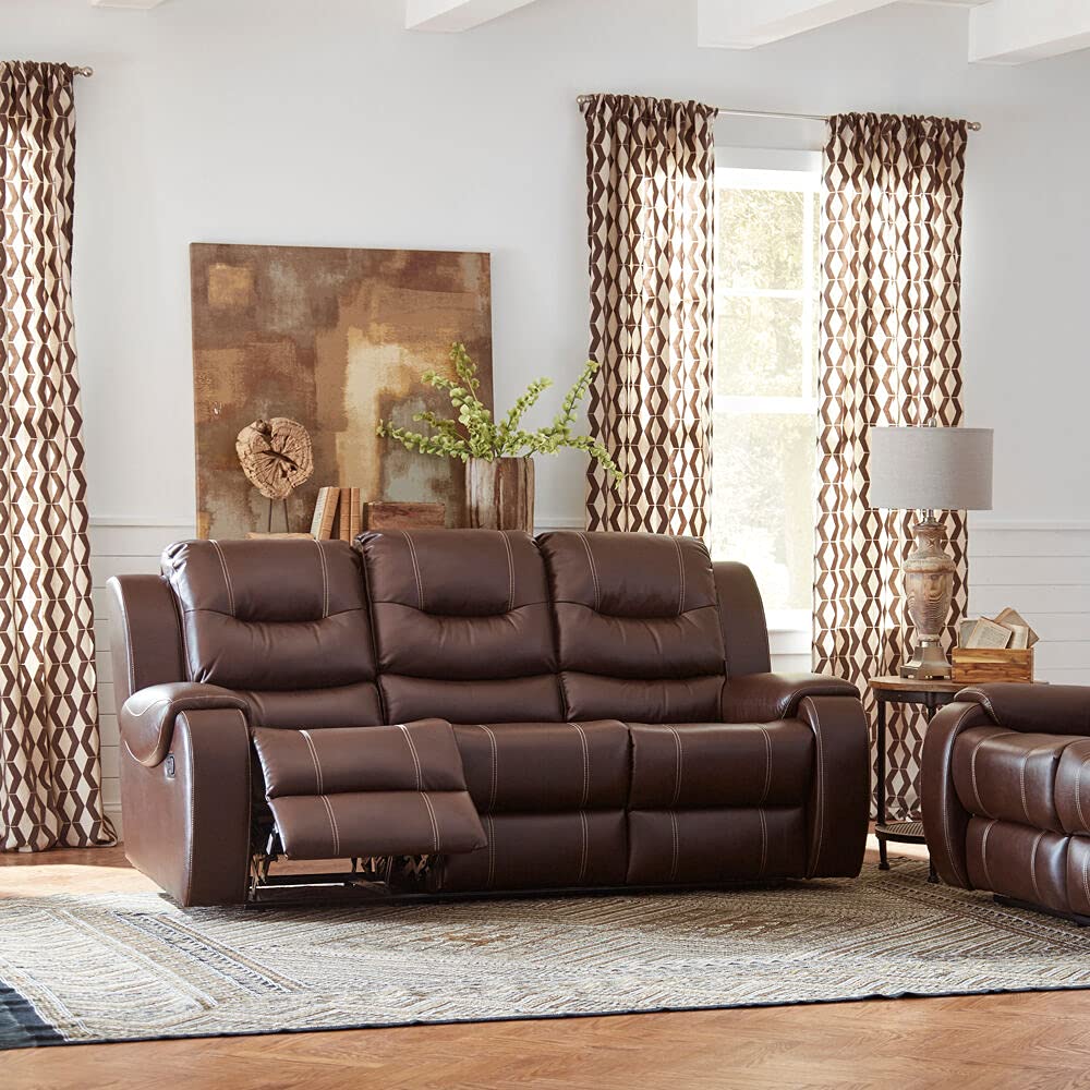 Faux-Leather Double Reclining 3-Seater Sofa, HUM001SF-BR, 40.000