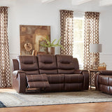 Faux-Leather Double Reclining 3-Seater Sofa, HUM001SF-BR, 40.000