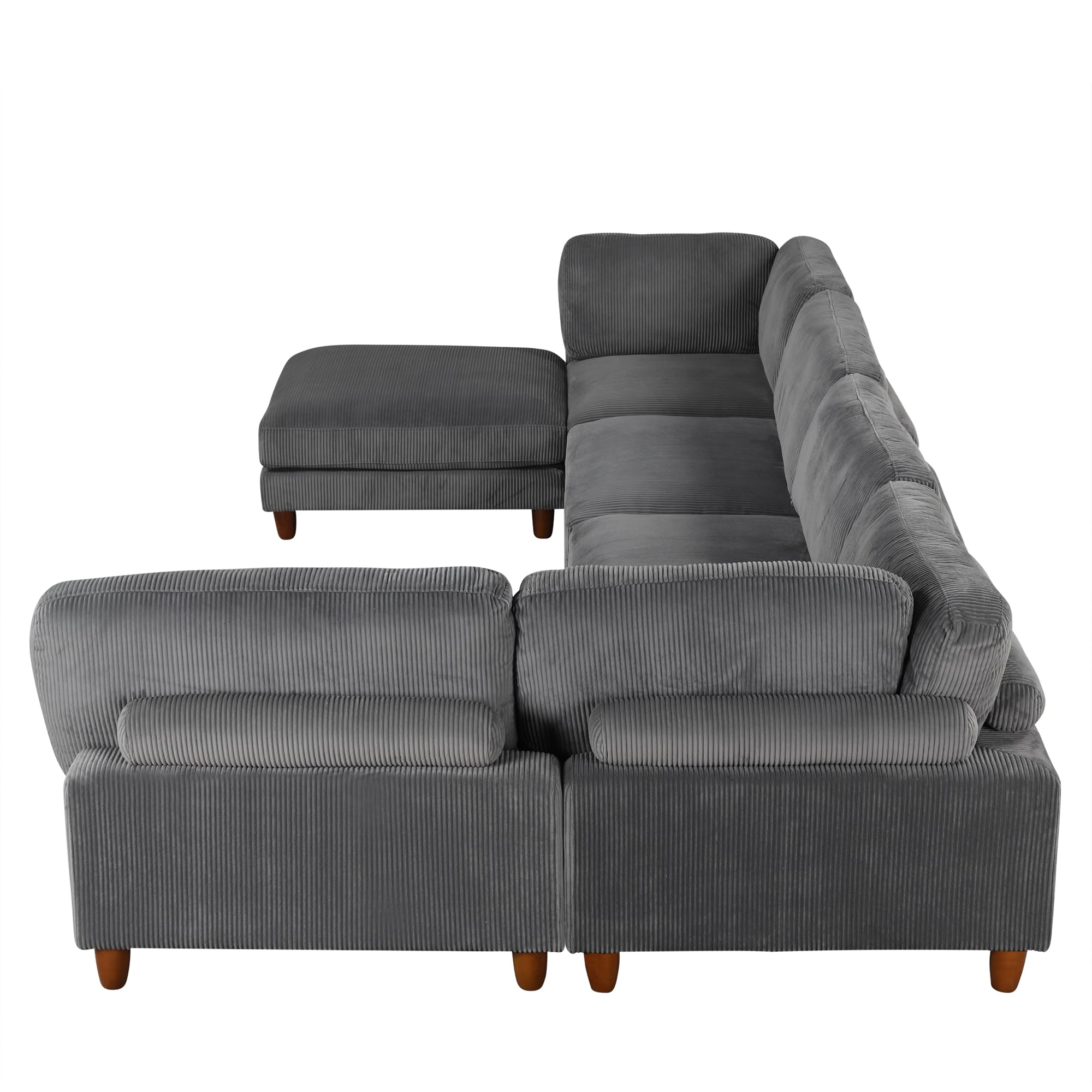 Convertible Modular Sectional Sofa with Movable Ottomans