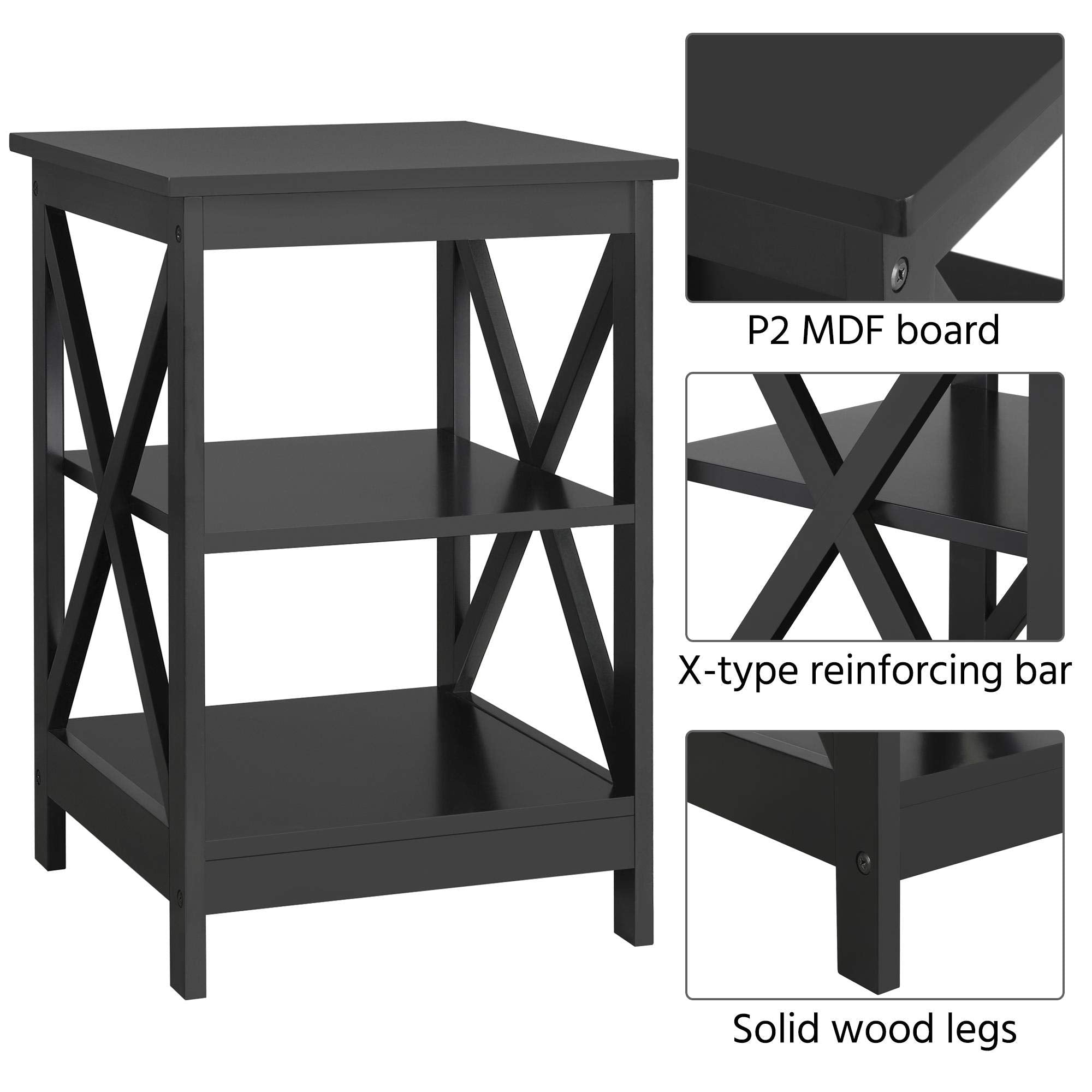 Wood Living Room 3-Piece Table Sets - includes X-Design Coffee Table & Two 3-Tier End