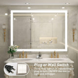 48x36 Inch LED Lighted Bathroom Mirror for Vanity, Anti-Fog Wall Mounted Mirror with