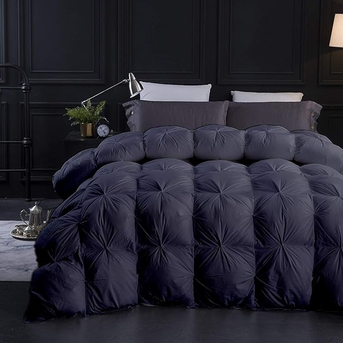 Solid Premium Quality 1000-TC Pinch Pleated Down Comforter- Eastern King Size