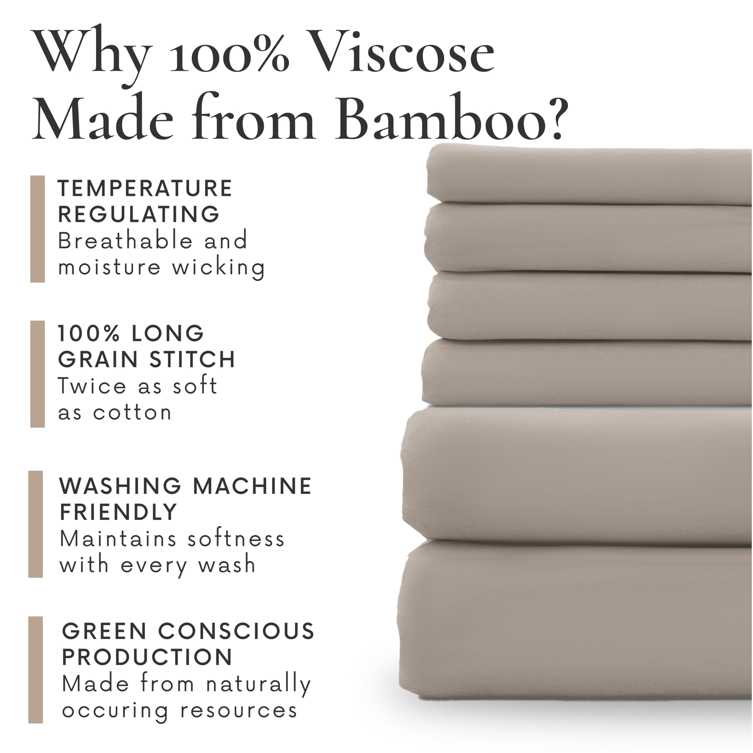 6 Piece King Size Sheets Set - 100% Viscose Made from Bamboo Sheets