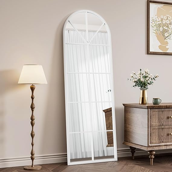 Arched Full Length Mirror 65x22 - Window Pane Floor Mirror