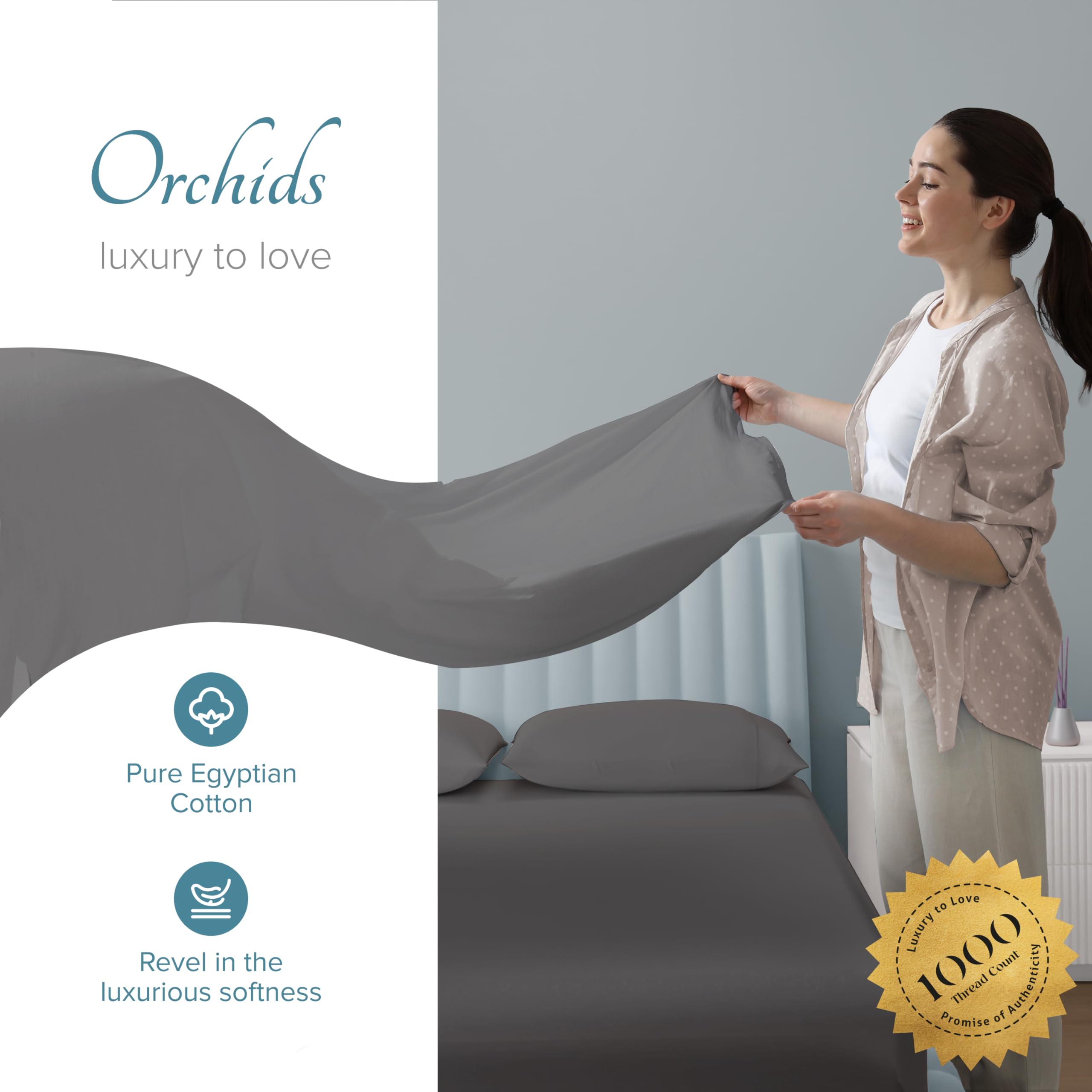 Luxury Egyptian Cotton Sheets King Size - 1000 Thread Count 4 Piece King