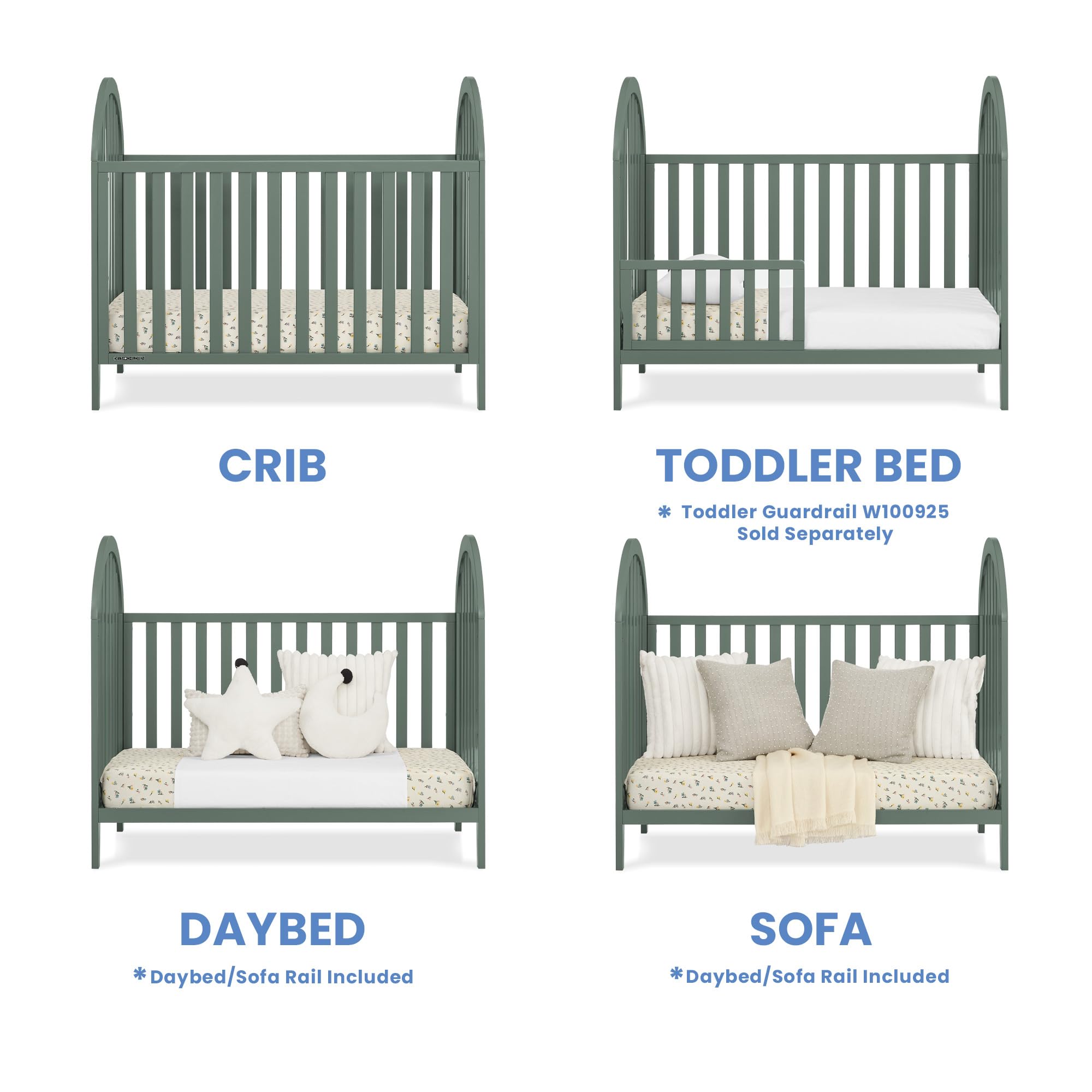 Milano 4-in-1 Convertible Crib - Greenguard Gold Certified, Grassy Glen