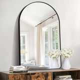 Arched Bathroom Mirror, 30"x48" Black Arched Mirror for Bathroom, Wall Mounted Mirror, Black Vanity Wall Mirror w/Metal Frame for Bedroom, Entryway, Living Room, Vertically Hanging