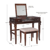 Walnut Vanity Set,30" x 36" x 18"