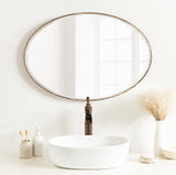 Elmora Glam Oval Ornate Bathroom Wall Mirror with Beveled Edge for Use Vertically