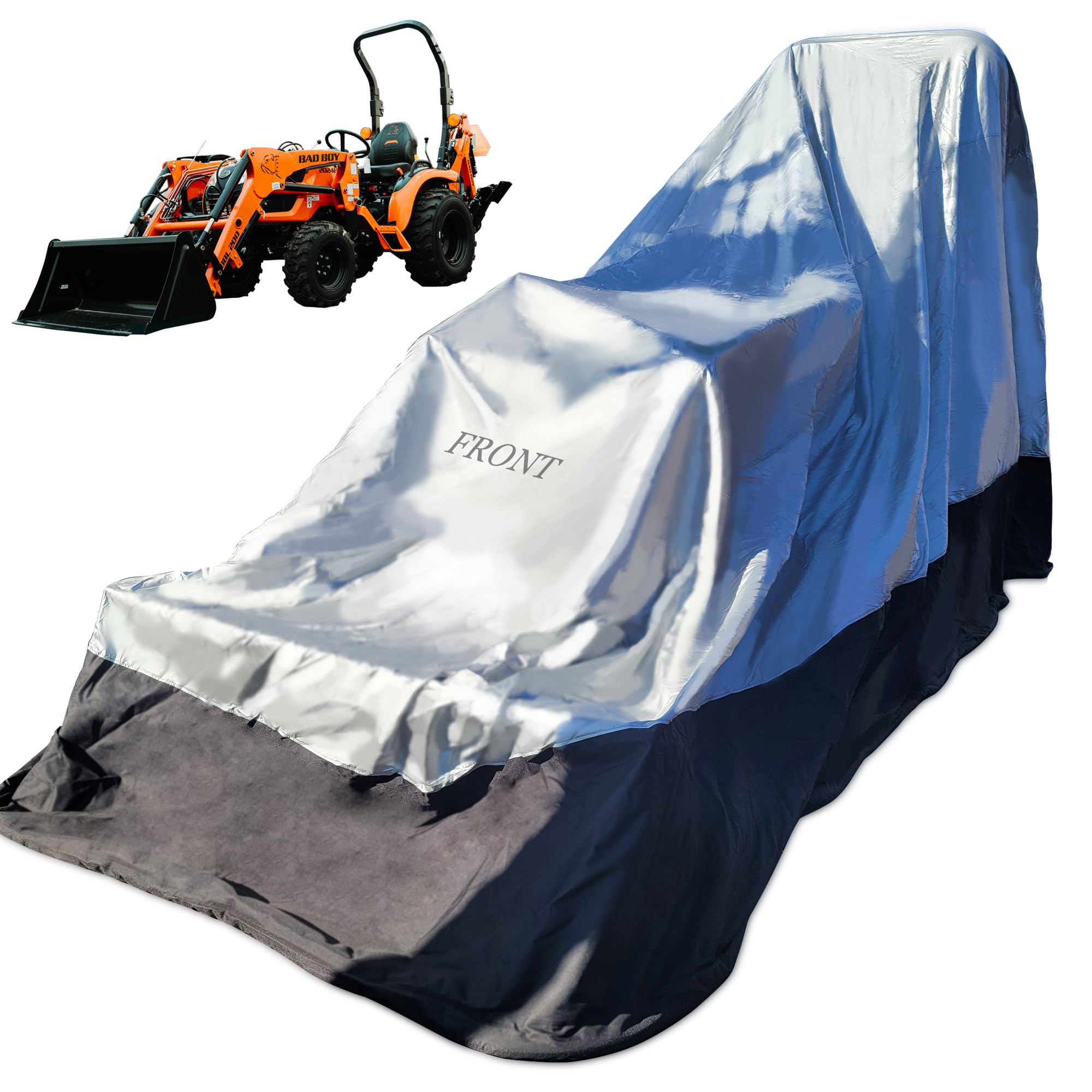 Heavy Duty Outdoor Tractor Cover with Patented Weighted Ground Conforming Apron