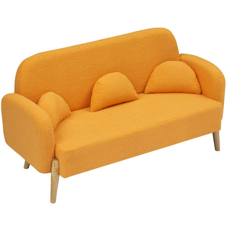 Sectional Couch Sofa with 3 Lumbar Pillows Teddy Velvet Cloud Couch