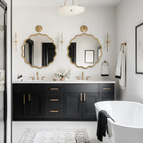 22 Inch Round Wavy Mirror - Modern Gold Wall Decor