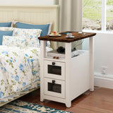 Farmhouse XXL End Table with Charging Station, Narrow Side Table