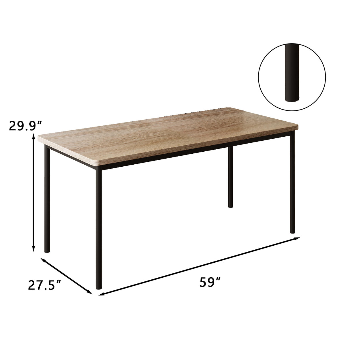 Dining Table for 6, Wood 59 inch Dining Room Table for Kitchen Small Place