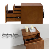 Nightstand with Charging Station, Mid-Century Modern Nightstands