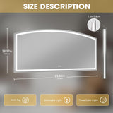 84x40 Inch Arch LED Bathroom Mirror with Dimmable Lights