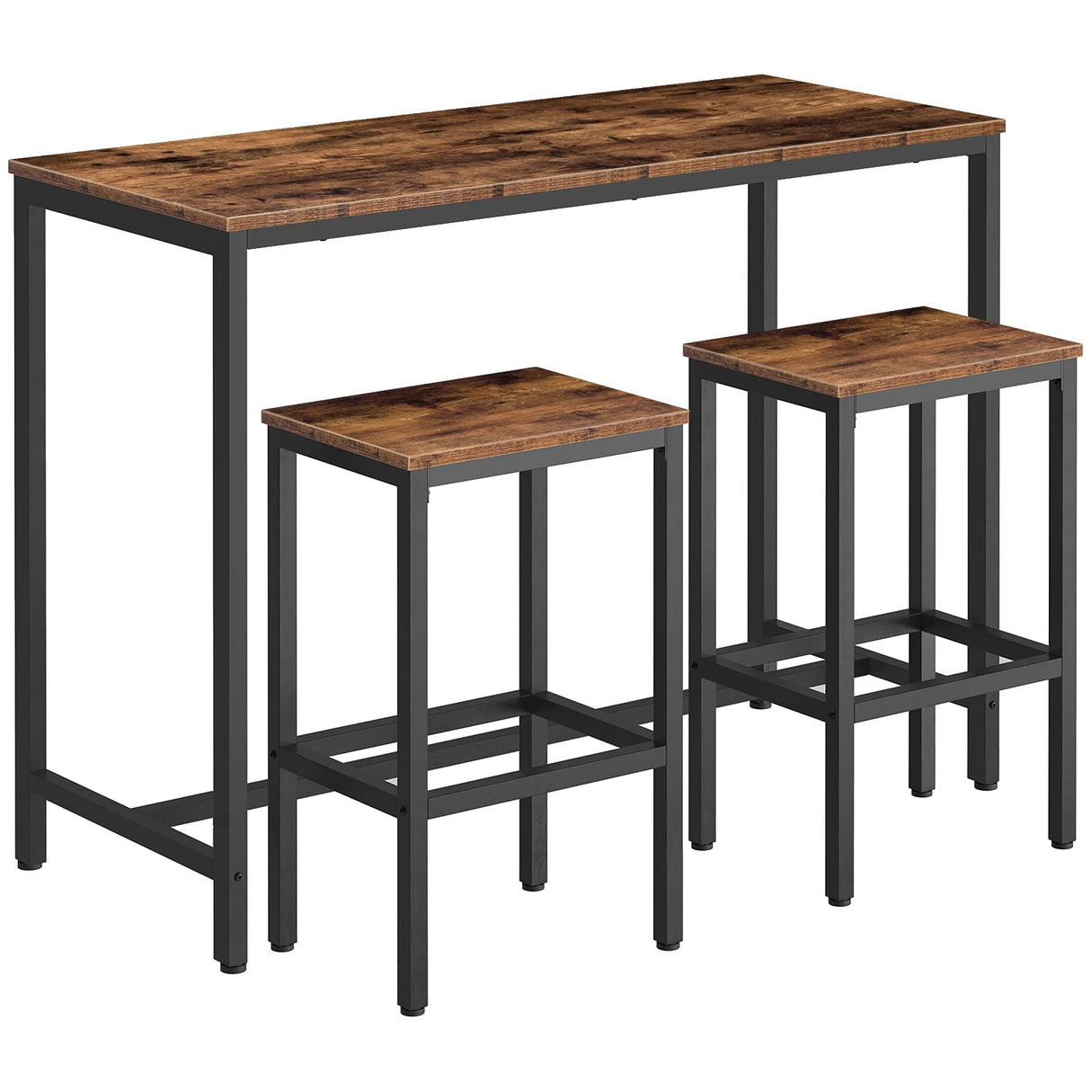 Bar Table and Chairs Set, 47.2” Rectangular Pub Table with 2 Stools