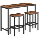 Bar Table and Chairs Set, 47.2” Rectangular Pub Table with 2 Stools