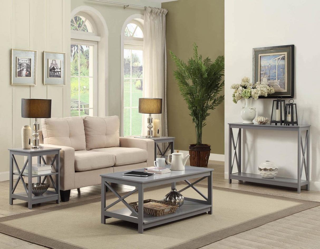 Oxford End Table with Shelves, Gray