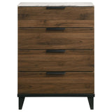 Mays 4-drawer Chest Walnut Brown with Faux Marble