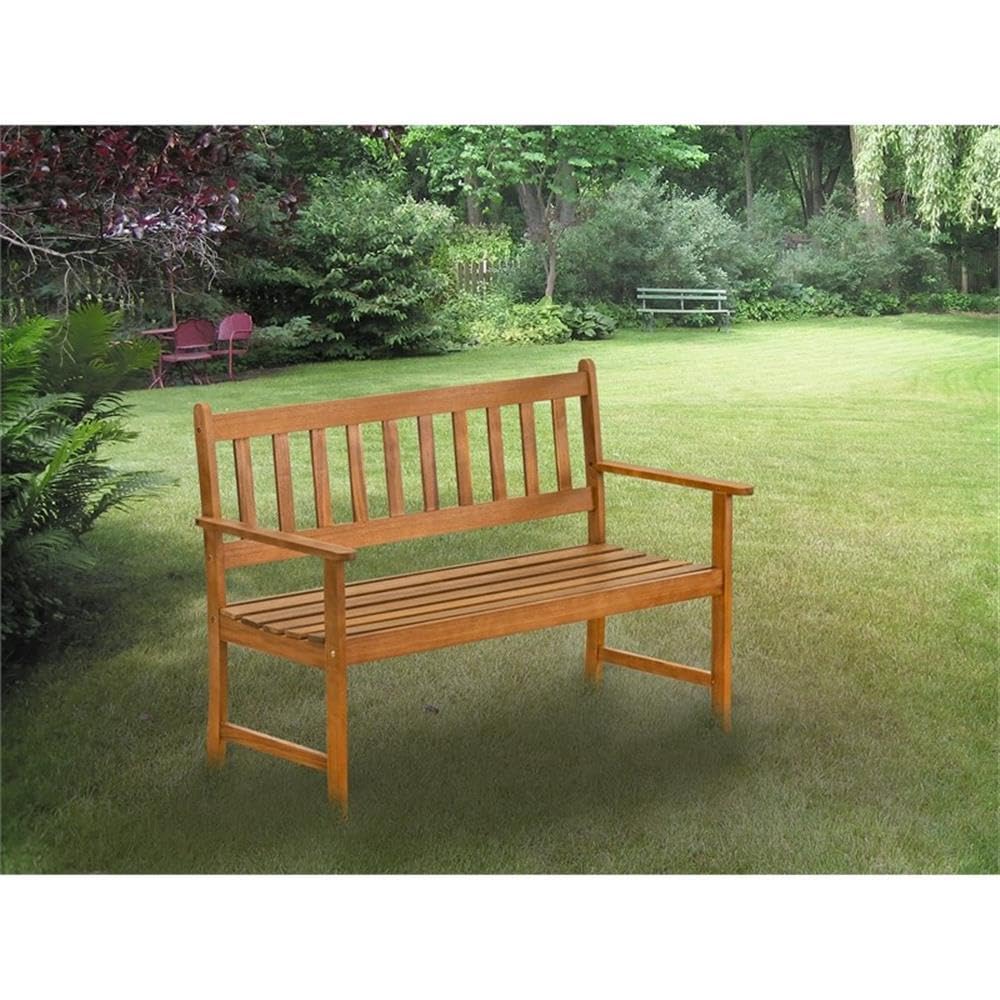 BBTB0NA Belmont Wooden Patio Bench with Backrest - Acacia Wood, 48x22x33 Inch