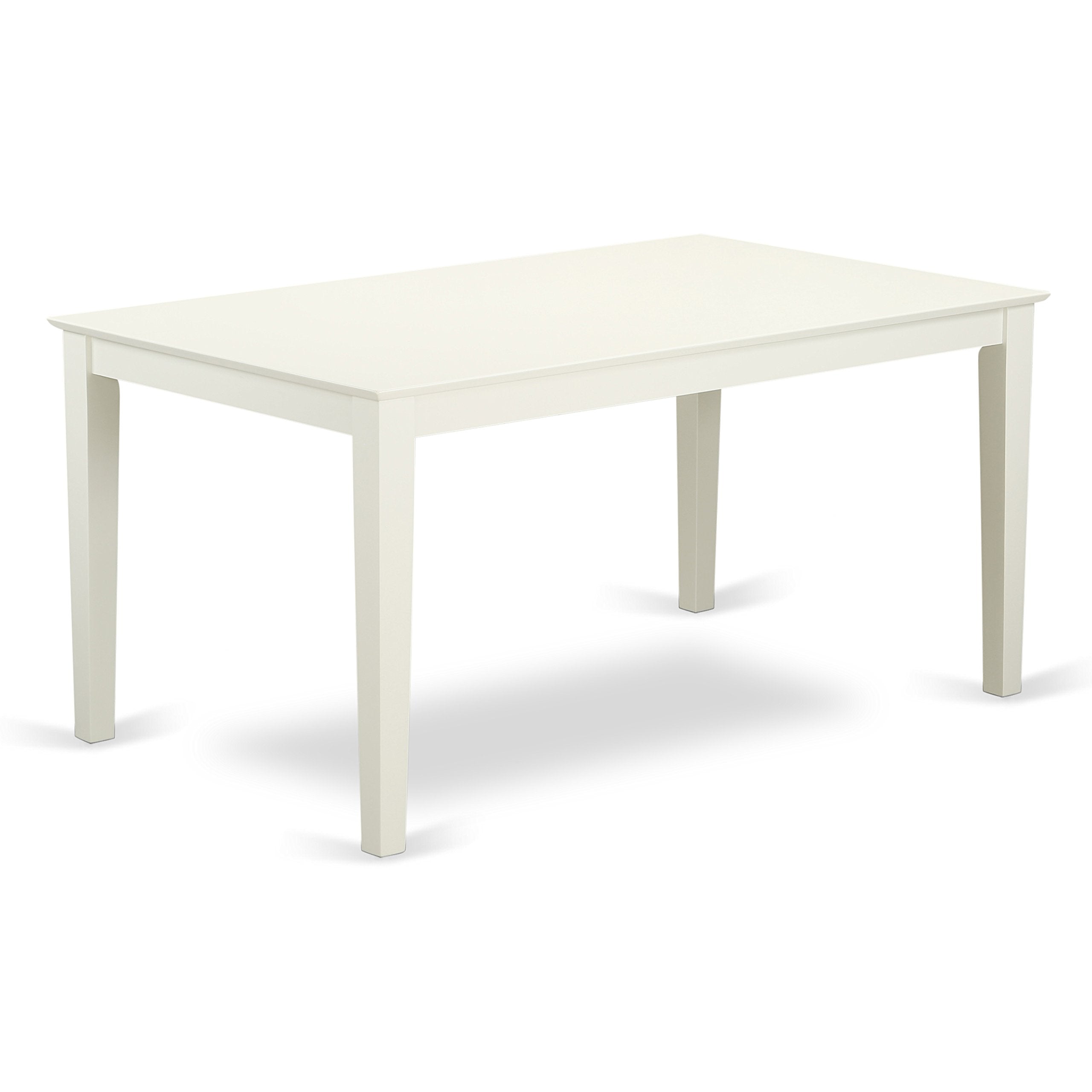 East West Furniture CACE7-LWH-15 Capri 7 Piece Kitchen Set Consist of a Rectangle Table and 6 Baby Blue Fabric Parsons Dining Room Chairs, 36x60 Inch, Linen White