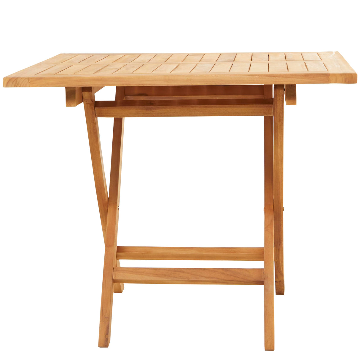 Teak Wood Slatted Outdoor Dining Table, 36" x 36" x 30", Brown