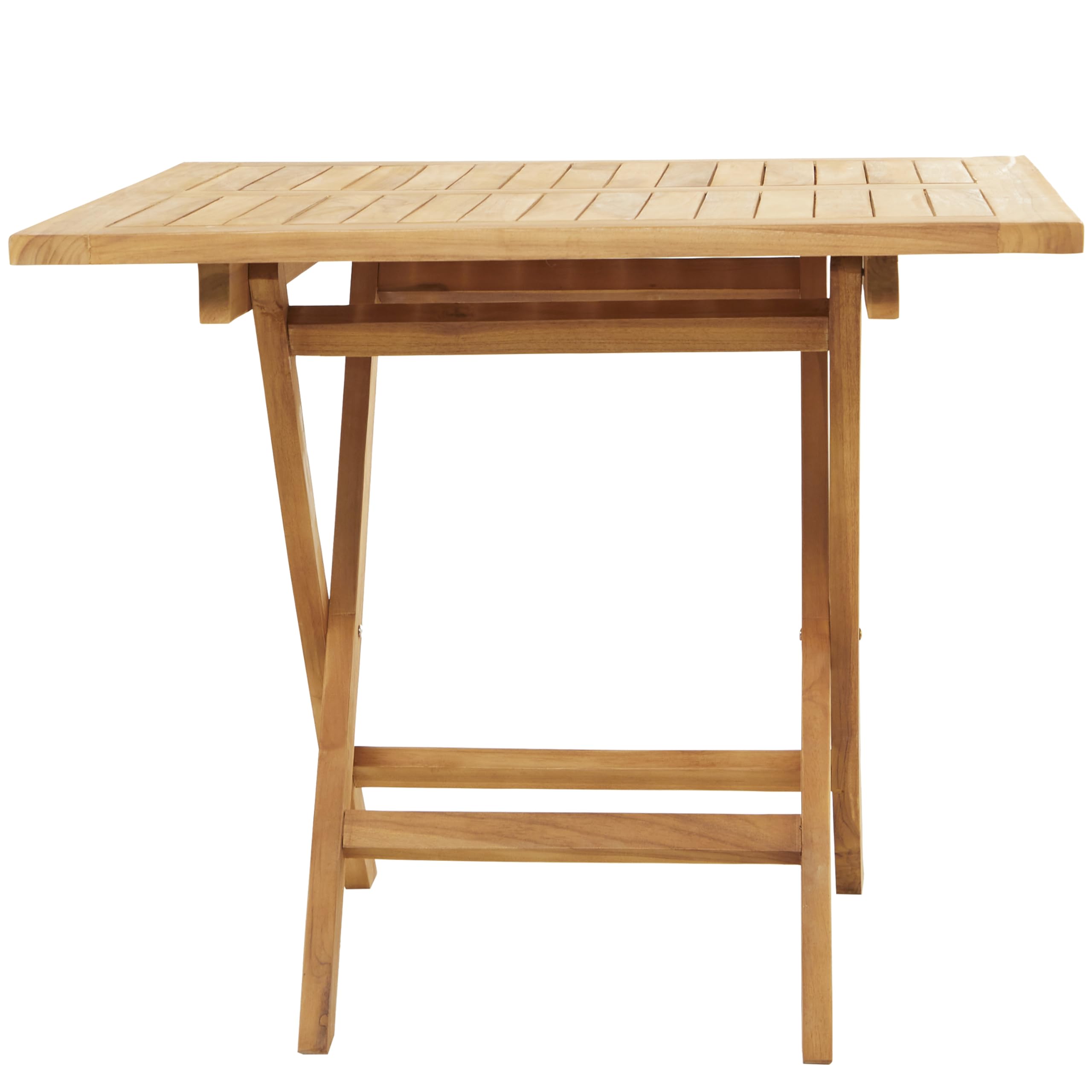 Teak Wood Slatted Outdoor Dining Table, 36" x 36" x 30", Brown