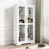 67” Tall Storage Cabinet with Tempered Glass Doors, Display Cabinet with Adjustable