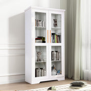 67” Tall Storage Cabinet with Tempered Glass Doors, Display Cabinet with Adjustable