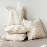 Pack of 4 Cream White Corduroy Christmas Decorative Throw Pillow Covers 18x18 Inch