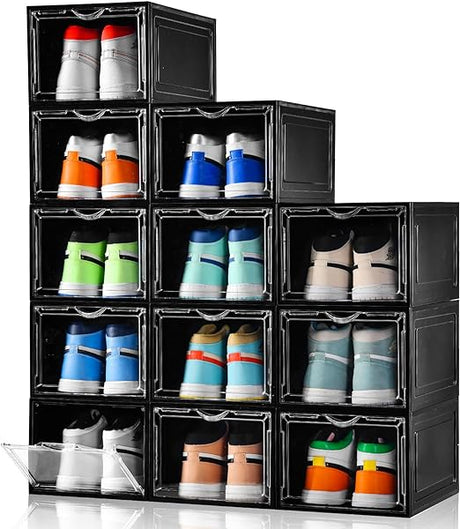 Upgraded X-Large Shoe Storage Box,8 Pack,Shoe Box Clear Plastic Stackable