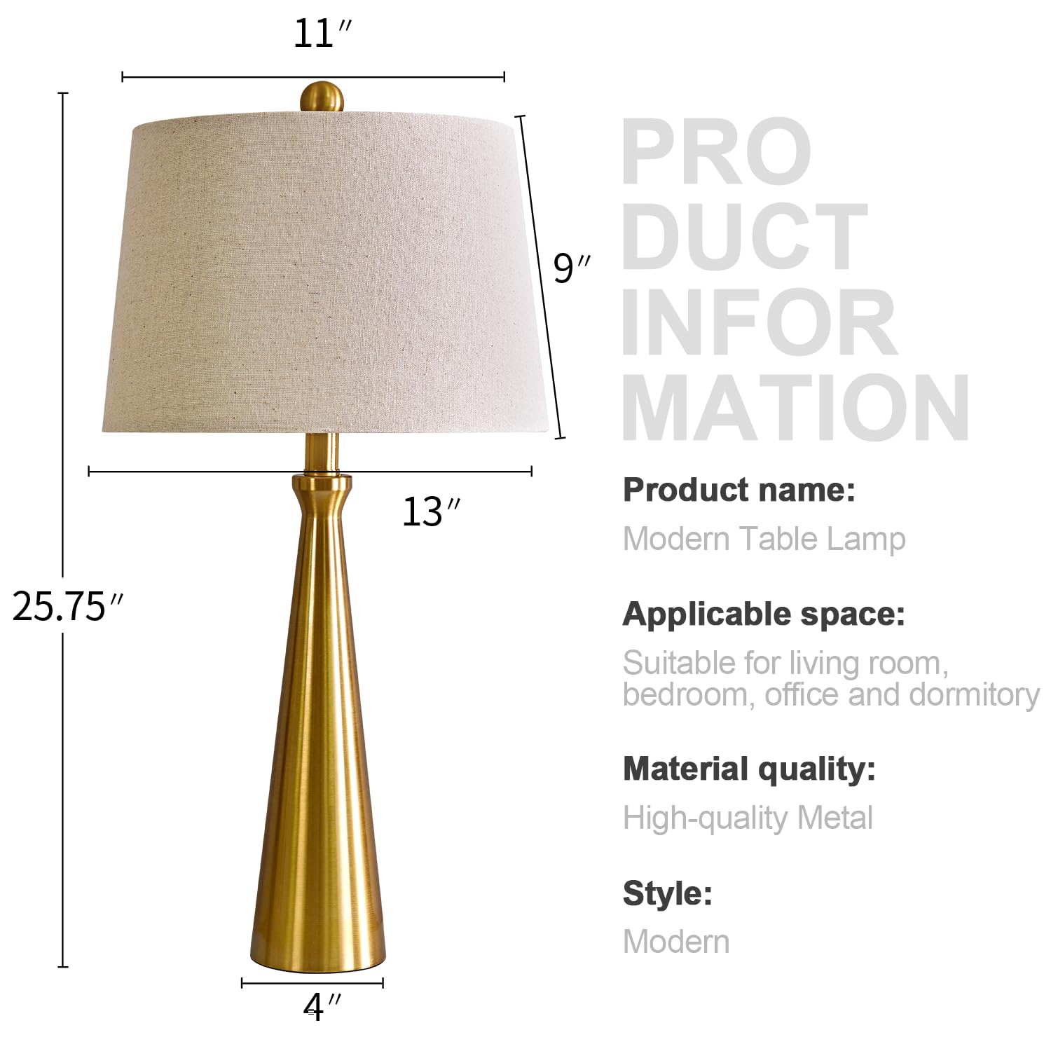 25.75" Table Lamps Set of 2 for Living Room Bedroom, Bedside Lamp 3-Way