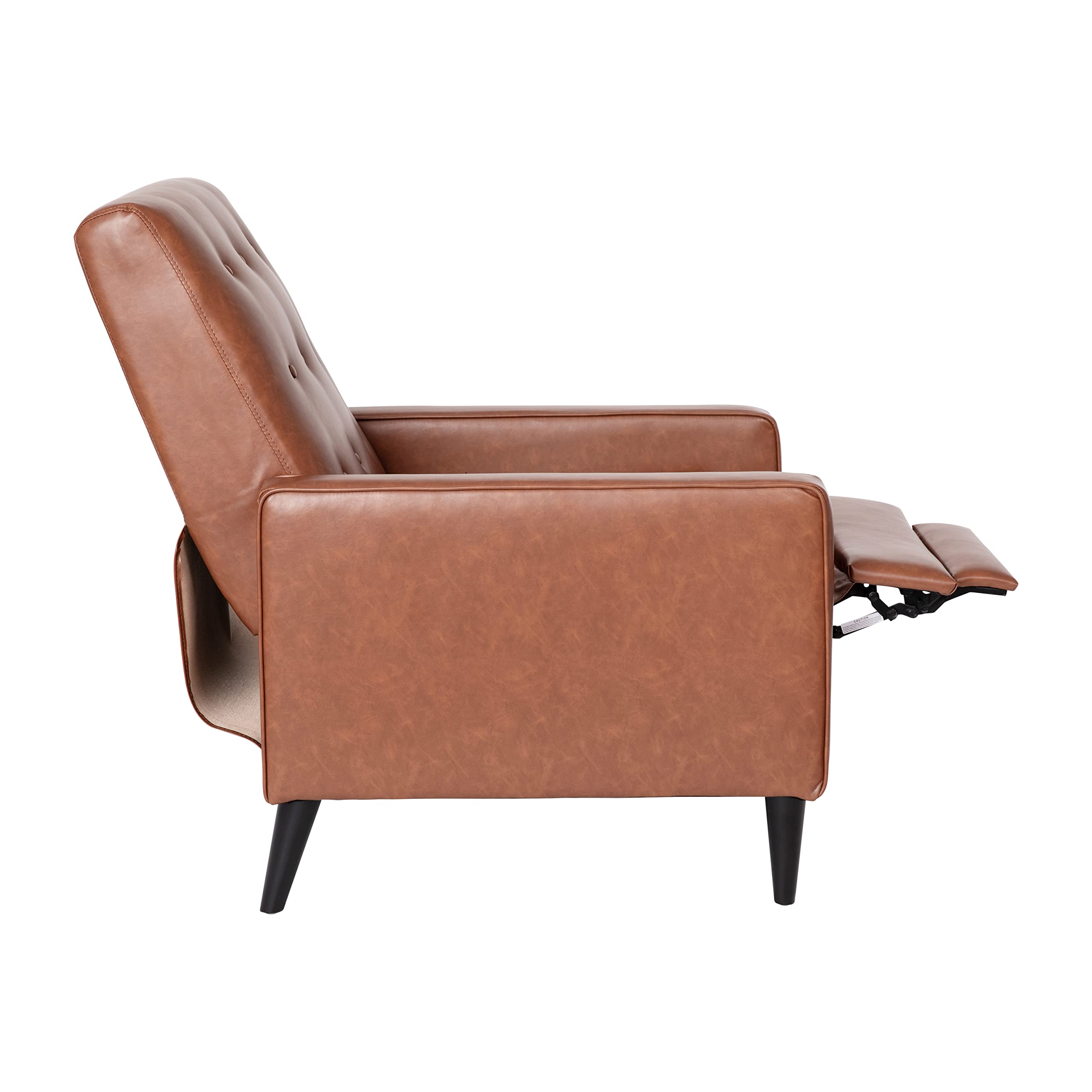 Erza LeatherSoft Button Tufted Pushback Recliner, Mid-Century Modern